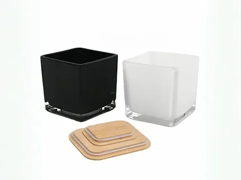 Square Glass Candle Jars In