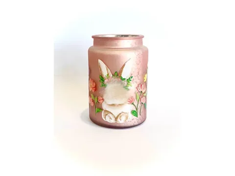 Pink Blown Round Glass Vase Cute