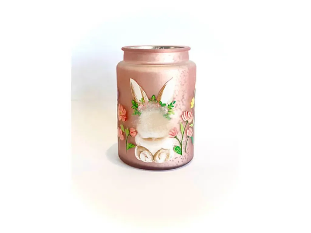 Pink Blown Round Glass Vase Cute — main view