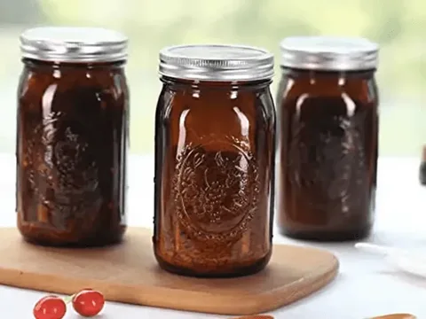 Blue Amber Glass Pickle Jars with Airtight Lids — view 4