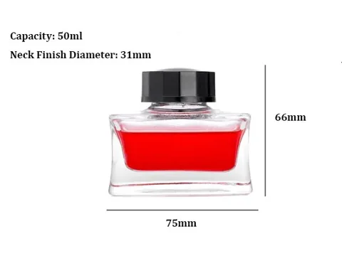 Clear Glass Ink Bottle With Cap — view 2