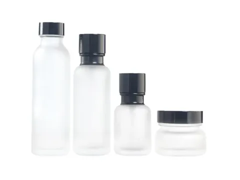 Frosted Skincare Collection with Black Caps