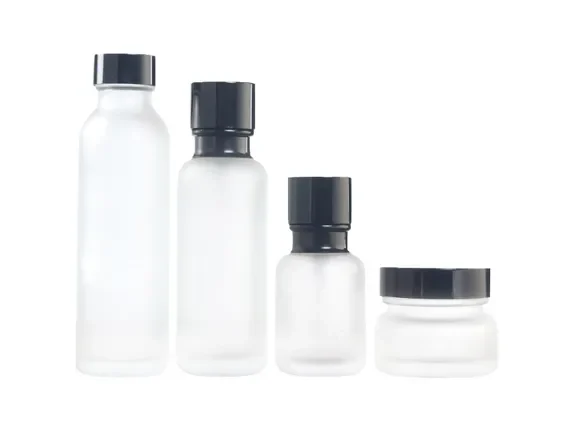 Frosted Skincare Collection with Black Caps — main view