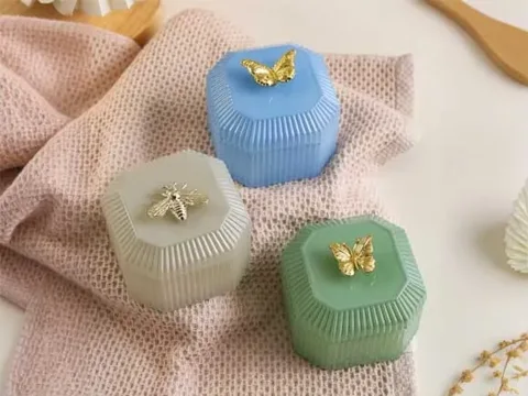 Square Glass Candle Jar Jewlery Storage Case with Lids — view 1