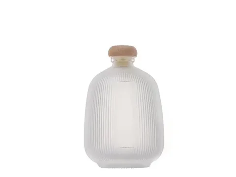 Striped Glass Round Liquor Bottle — view 4