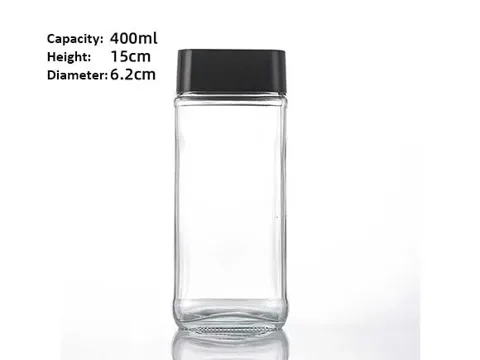 Square Glass Coffee Food Storage Jars with Lids — view 3