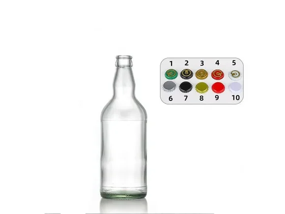 () Clear Glass Beer Bottles with Crown Caps — main view