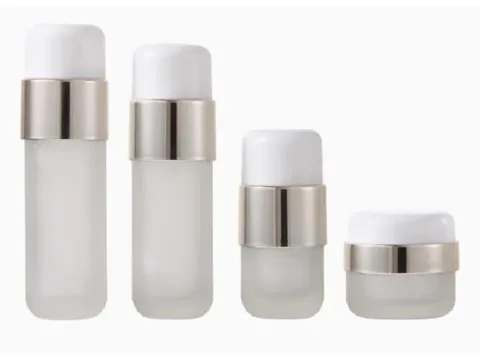 Cream Jars White Clear Frosted Lotion Bottles — view 1