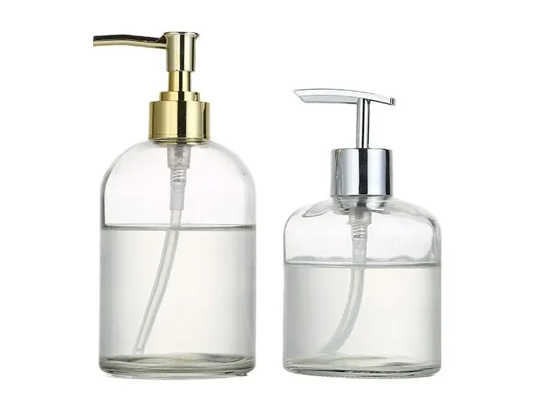 Vintage Glass Shampoo and Conditioner Hand Sanitizer Bottles — main view