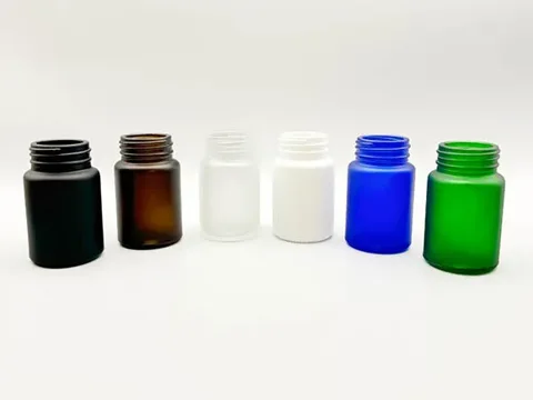 () Amber Frosted Black Green Blue Glass Pill Bottle
