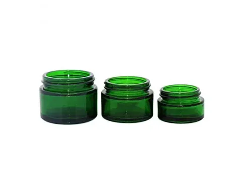 Green Glass Cosmetic Jars