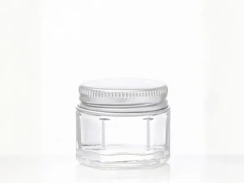 Hexagon Glass Cosmetic Jars with Lids