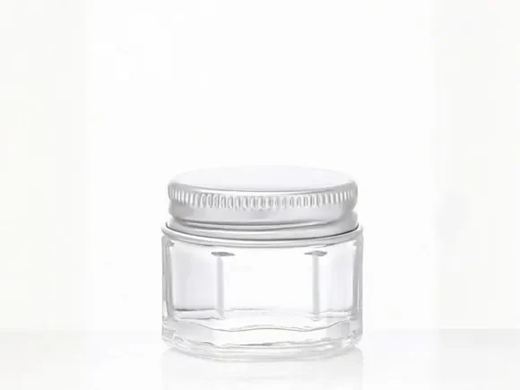 Hexagon Glass Cosmetic Jars with Lids — main view