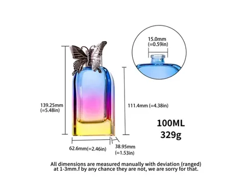 Gradient Color Glass Perfume Spray Bottles With Butterfly Caps — view 3