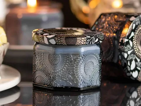 () Embossed Glass Candle Jar With Lids — view 5