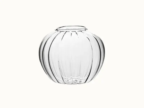 Round Short Clear Glass Vase — main view