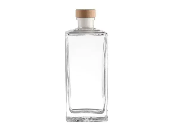Clear Square Glass Liquor Bottles Bar Top — main view