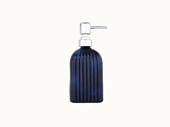 Black Glass Bathroom Bottles — main view