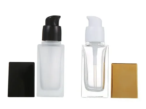 Clear Square Glass Liquid Foundation Pump Bottle