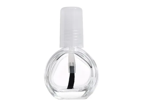 Round Glass Nail Polish Bottle with White Plastic Cap