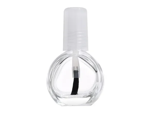 Round Glass Nail Polish Bottle with White Plastic Cap — main view