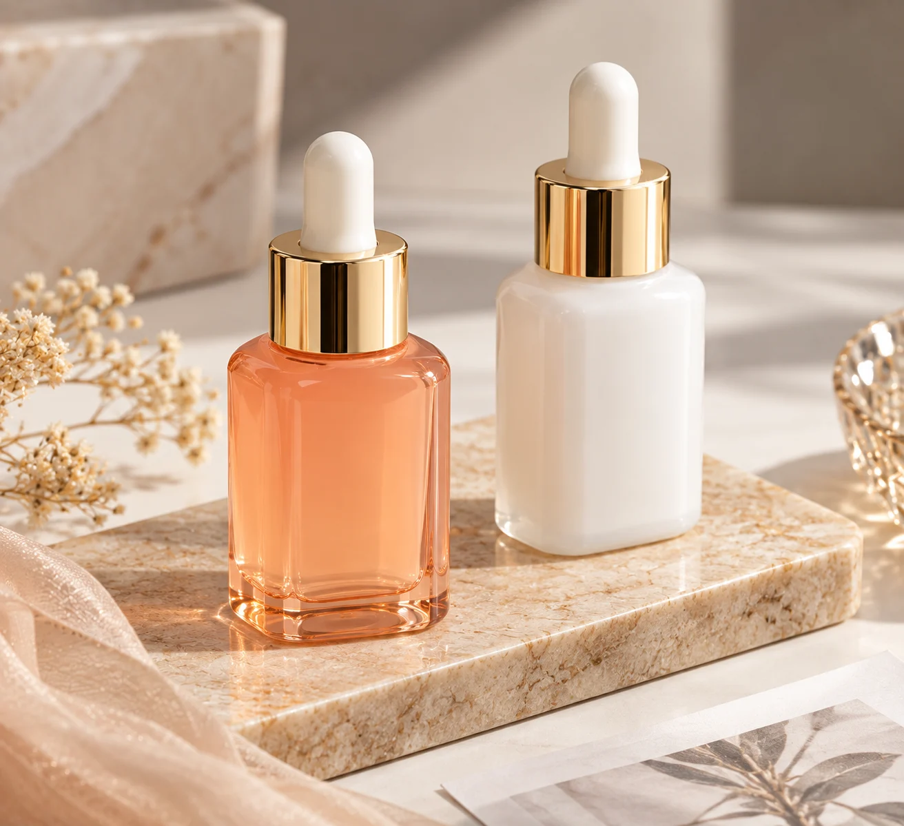 Glass Dropper Bottles — studio composition AS0008