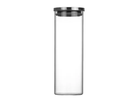 Round High Borosilicate Glass Canisters Stainless Steel Lids — view 2