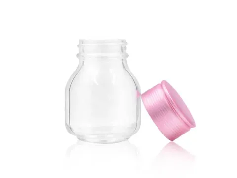 Wide Mouth Transparent Capsule Pill Glass Bottles with Screw — view 2