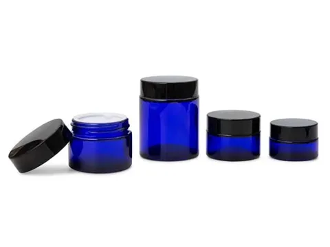() Cobalt Blue Glass Cosmetic Jars with Lids — view 2