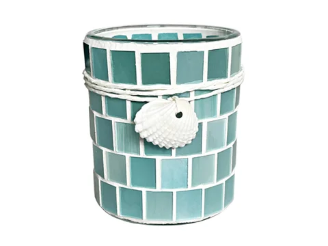 Mosaic Style Simple Glass Candle Jar with Shell Decoration — view 5