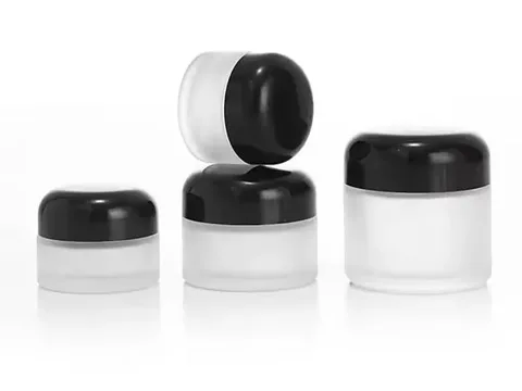 Frosted Round Glass Body Butter Jar with Plastic Lids