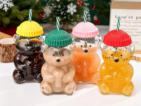 () Bear Shaped Glass Beverage Bottles — view 3