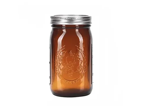 Blue Amber Glass Pickle Jars with Airtight Lids — view 2