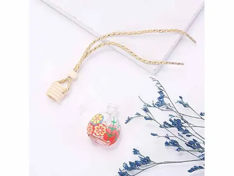 Floral Art Printed Round Car Perfume Bottle — view 3