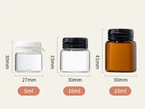 Wide Mouth Glass Pill Packer Bottles with Plastic Lids — view 2