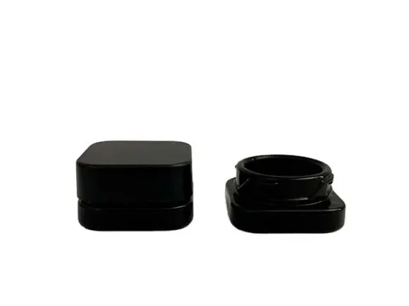 Square Black Glass Concentrate Jars Containers with Child Resistant — main view