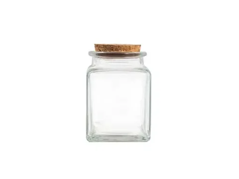 Square Small Glass Jars With Wood Cork — view 1