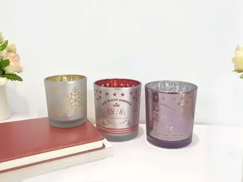 Electroplating Frosted Round Glass Candle Jar — view 1