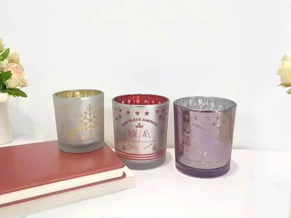 Electroplating Frosted Round Glass Candle Jar — main view