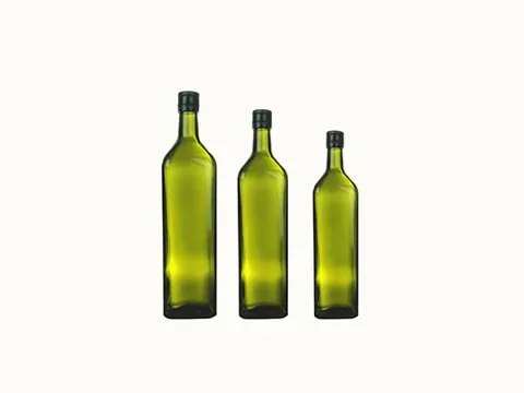 Green Glass Sesame Olive Oil Bottles