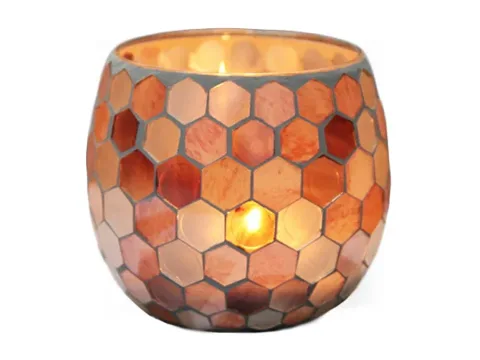 Pink Mosaic Patch Glass Pot — view 2