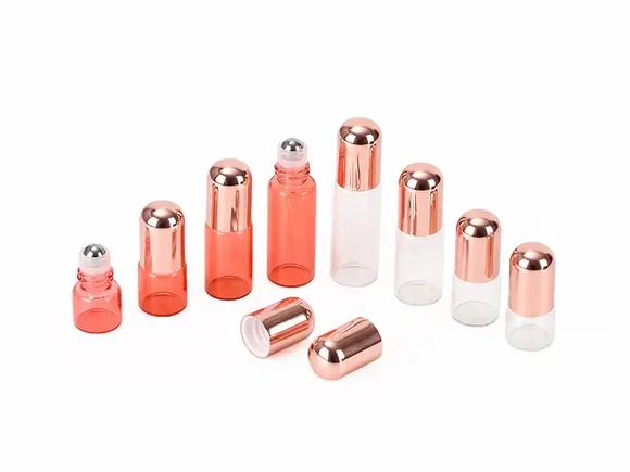 Pink Clear Glass Roll On Bottles — main view