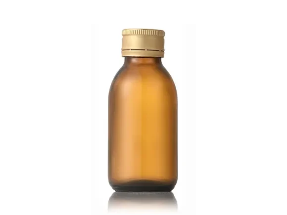 Amber Glass Bottle of Cough Medicine — main view