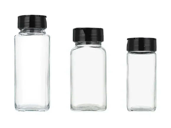 Square Glass Spice Jars with Black Lids — main view