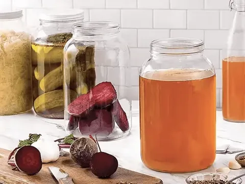 Gallon Round Glass Pickle Jar Wide Mouth with Metal — view 3