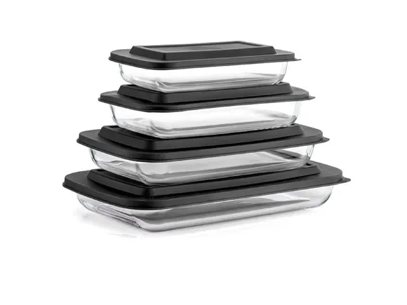 pcs Borosilicate Glass Baking Dishes Bakeware Sets With Lids — main view