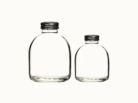 Clear Round Glass Milk Tea Beverage Juice Bottle with