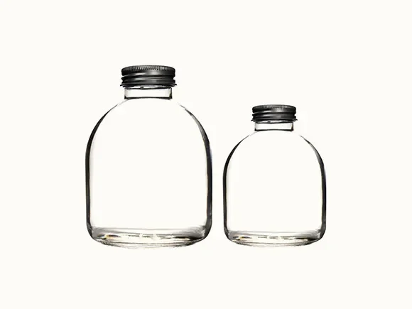 Clear Round Glass Milk Tea Beverage Juice Bottle with — main view