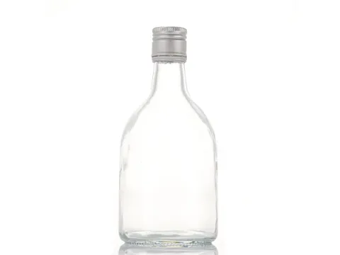 Clear Round Glass Liquor Beverage Bottles With Lids — view 1