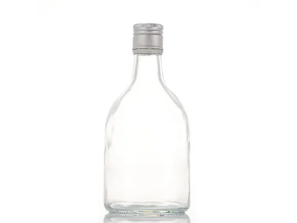 Clear Round Glass Liquor Beverage Bottles With Lids — main view